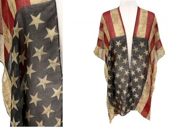 USA Flag Distressed Theme Kimono