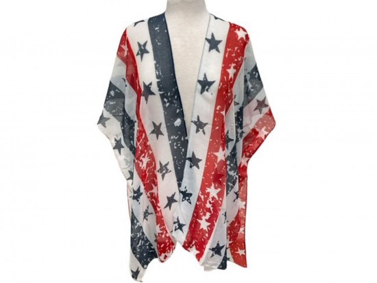 USA Flag Theme Bright Distressed Kimono
