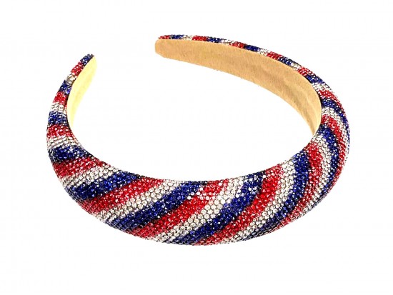 USA Crystal Diagonal Stripe Hard Headband USA Crystal Diagonal Stripe Hard Headband
