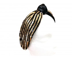 Black Gold Sequin Knot Headband.