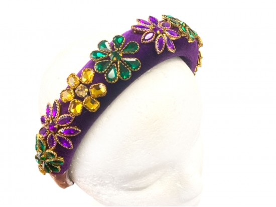 Mardi Gras Crystal Flower Headband