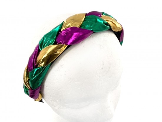 Mardi Gras Metallic Cloth Braided Headband