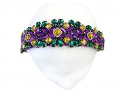 Mardi Gras Crystal Bead Knot Headband