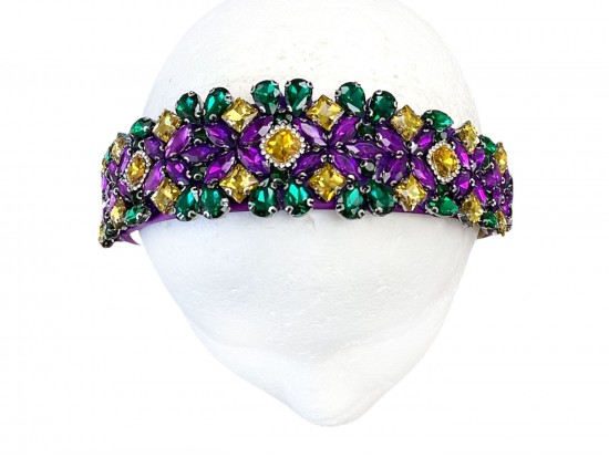 Mardi Gras Crystal Bead Knot Headband