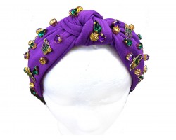 Mardi Gras Crystal Bead Knot Headband