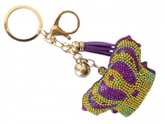 Mardi Gras Crystal Crown Puffy Keychain