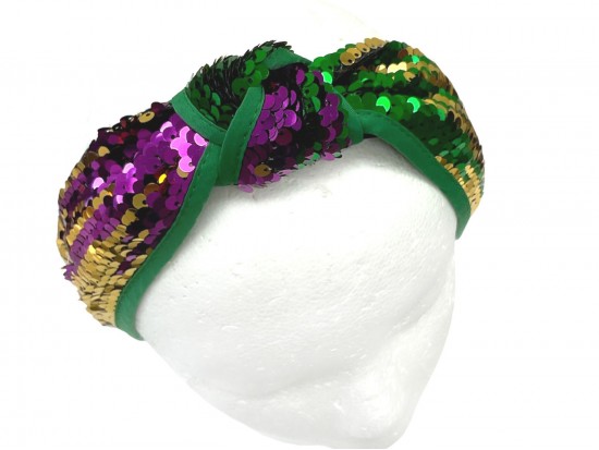 Mardi Gras Sequin Knot Headband Mardi Gras Sequin Knot Headband