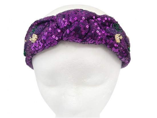 Mardi Gras Sequin Knot Headband