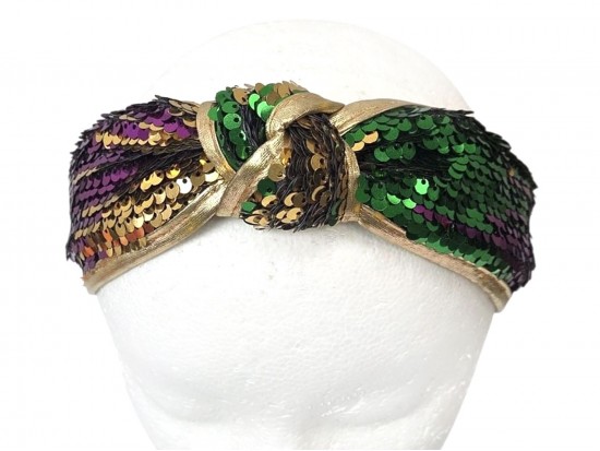 Mardi Gras Sequin Knot Headband