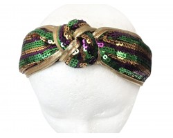 Mardi Gras Stripe Sequin Knot Headband