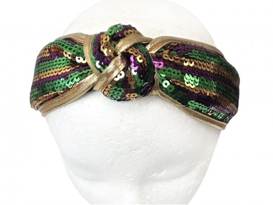 Mardi Gras Stripe Sequin Knot Headband Mardi Gras Stripe Sequin Knot Headband