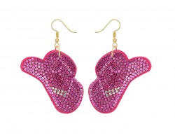 Pink Crystal Cowboy Hat Puffy Hook Earrings