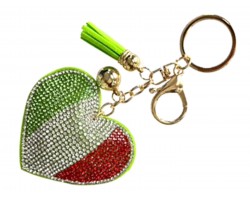 Crystal Italian Flag Heart Puffy Keychain