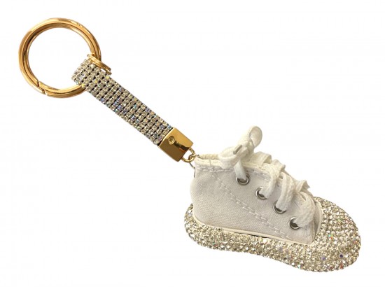 White Crystal Sneaker Strap Keychain White Crystal Sneaker Strap Keychain