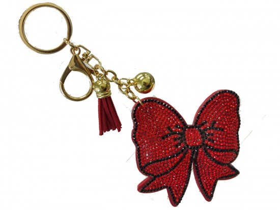 Red Crystal Bow Puffy Key Chain