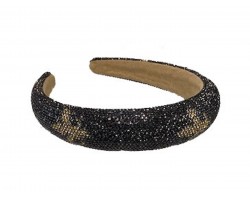 Black Gold Crystal Fleur De Lis Headband