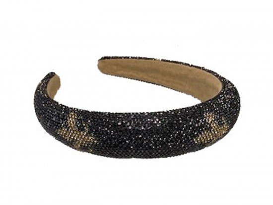 Black Gold Crystal Fleur De Lis Headband