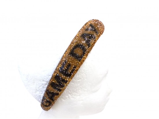 Gold Black Crystal Game Day Headband
