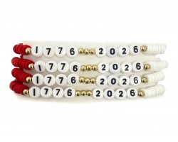 USA 1776 2026 Letter Stretch Bracelet 4pc Set