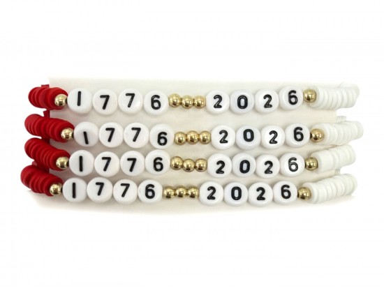 USA 1776 2026 Letter Stretch Bracelet 4pc Set
