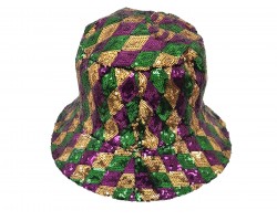 Mardi Gras Sequin Diamond Pattern Bucket Hat