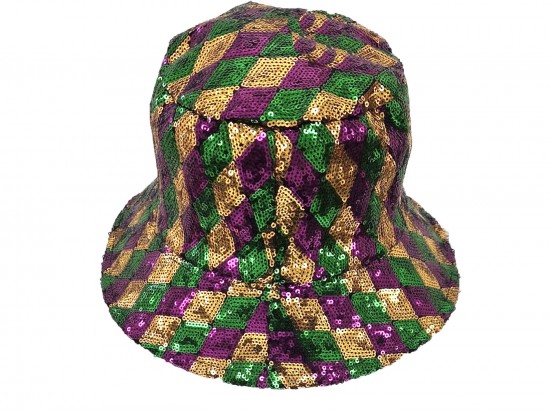Mardi Gras Sequin Diamond Pattern Bucket Hat Mardi Gras Sequin Diamond Pattern Bucket Hat