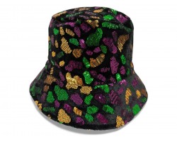 Mardi Gras Sequin Leopard Pattern Bucket Hat