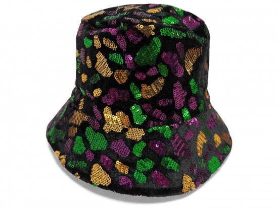 Mardi Gras Sequin Leopard Pattern Bucket Hat