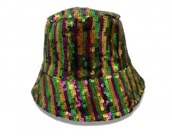 Mardi Gras Sequin Stripe Pattern Bucket Hat