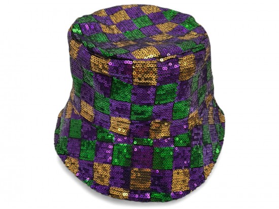 Mardi Gras Sequin Checker Pattern Bucket Hat Mardi Gras Sequin Checker Pattern Bucket Hat