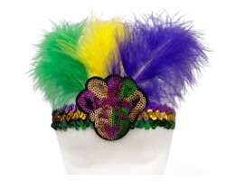 Mardi Gras Sequin Mask Feather Headband