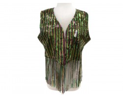 Mardi Gras Sequin Stripe Pattern Vest Tassels