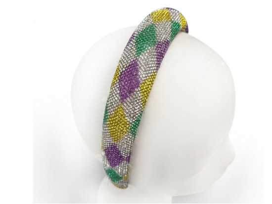 Mardi Gras Diamond Pattern Crystal Headband