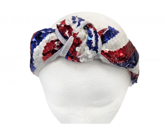 USA Flag Theme Sequin Knot Headband USA Flag Theme Sequin Knot Headband