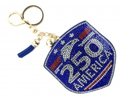 USA America 250 Centennial Crystal Puffy Keychain