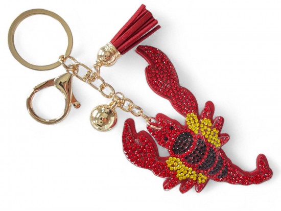Red Crystal Crawfish Puffy Keychain