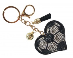 Crystal Soccer Ball Heart Puffy Keychain