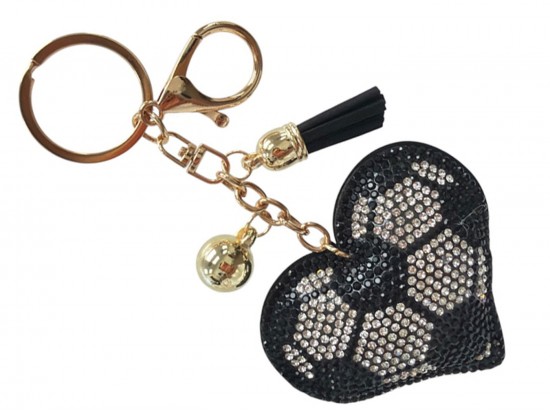 Crystal Soccer Ball Heart Puffy Keychain Crystal Soccer Ball Heart Puffy Keychain