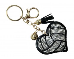 CRYSTAL Volleyball Heart Puffy Keychain.