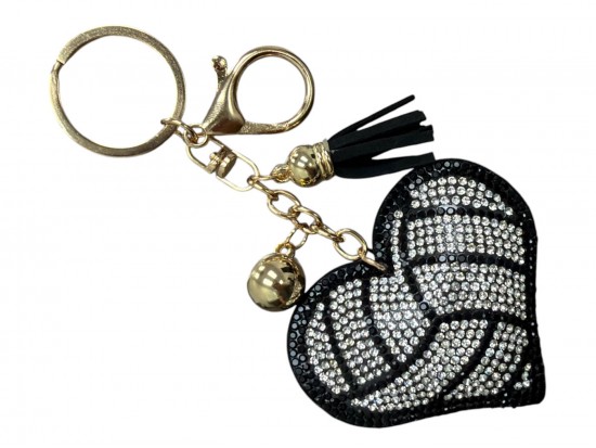 CRYSTAL Volleyball Heart Puffy Keychain. CRYSTAL Volleyball Heart Puffy Keychain.