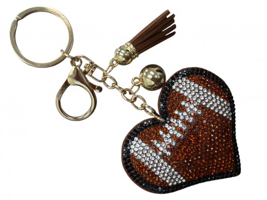 Brown Football Heart Puffy Keychain Brown Football Heart Puffy Keychain