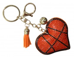 Orange Basketball Heart Puffy Keychain
