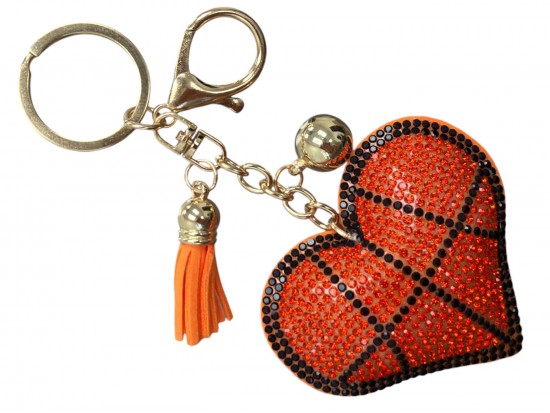 Orange Basketball Heart Puffy Keychain Orange Basketball Heart Puffy Keychain