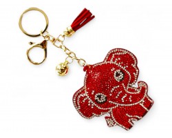Red Elephant Crystal Puffy Key Chain