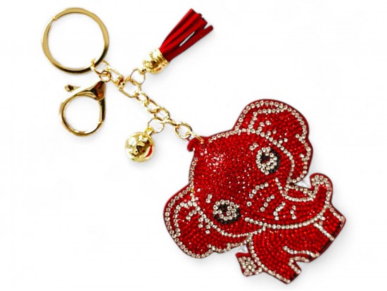 Red Elephant Crystal Puffy Key Chain Red Elephant Crystal Puffy Key Chain