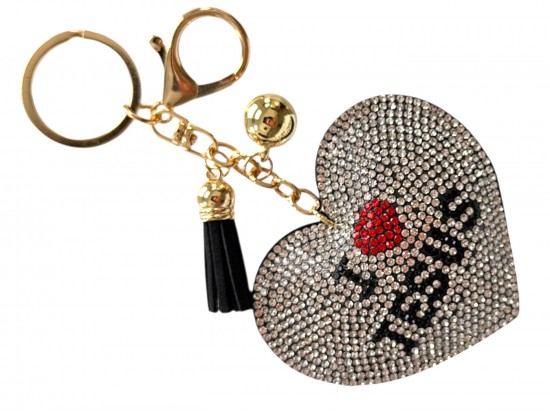 Clear Crystal Heart I Love Jesus Puffy Key Chain Clear Crystal Heart I Love Jesus Puffy Key Chain