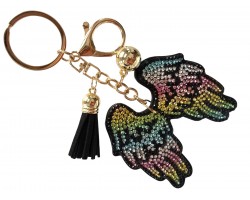 Multi Crystal Angel Wings Puffy Key Chain