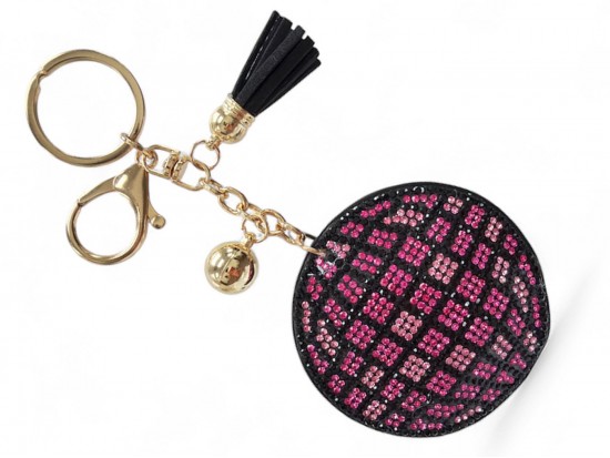 Fuchsia Disco Ball Puffy Key Chain