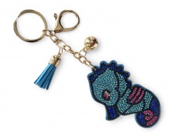 Blue Crystal Seahorse Puffy Keychain