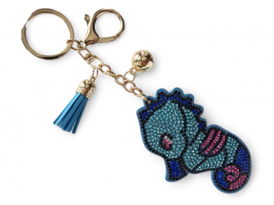 Blue Crystal Seahorse Puffy Keychain Blue Crystal Seahorse Puffy Keychain